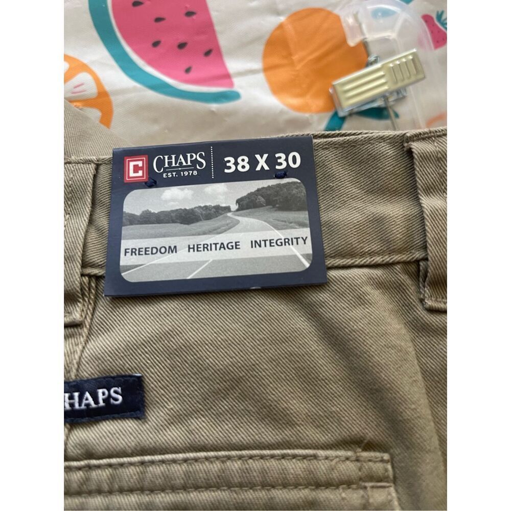 Chaps Men's Straight Leg Cargo Brown Pants Size 38/30 - Picture 10 of 10